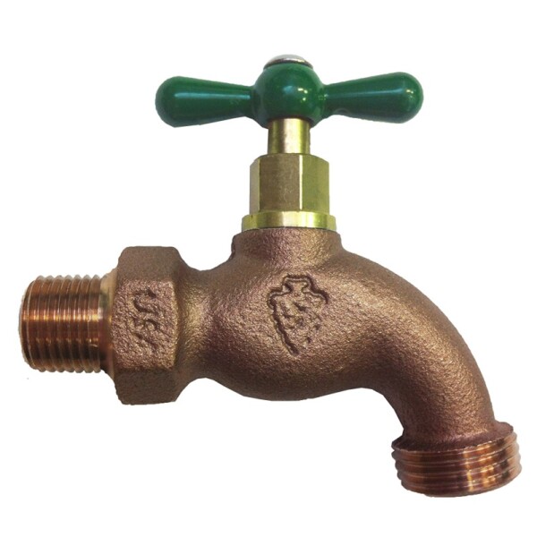 The Arrowhead Brass 301LF hose bib series is made from heavy-duty, lead-free bronze and has a ½” Male Iron Pipe (MIP) thread connection.