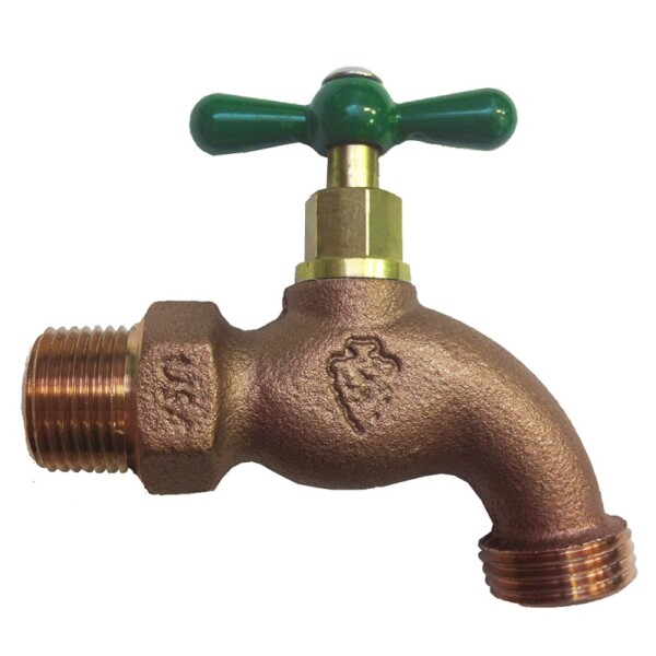 The Arrowhead Brass 302LF standard hose bib series is made from heavy-duty, lead-free bronze and has a 3/4” Male Iron Pipe (MIP) thread connection.