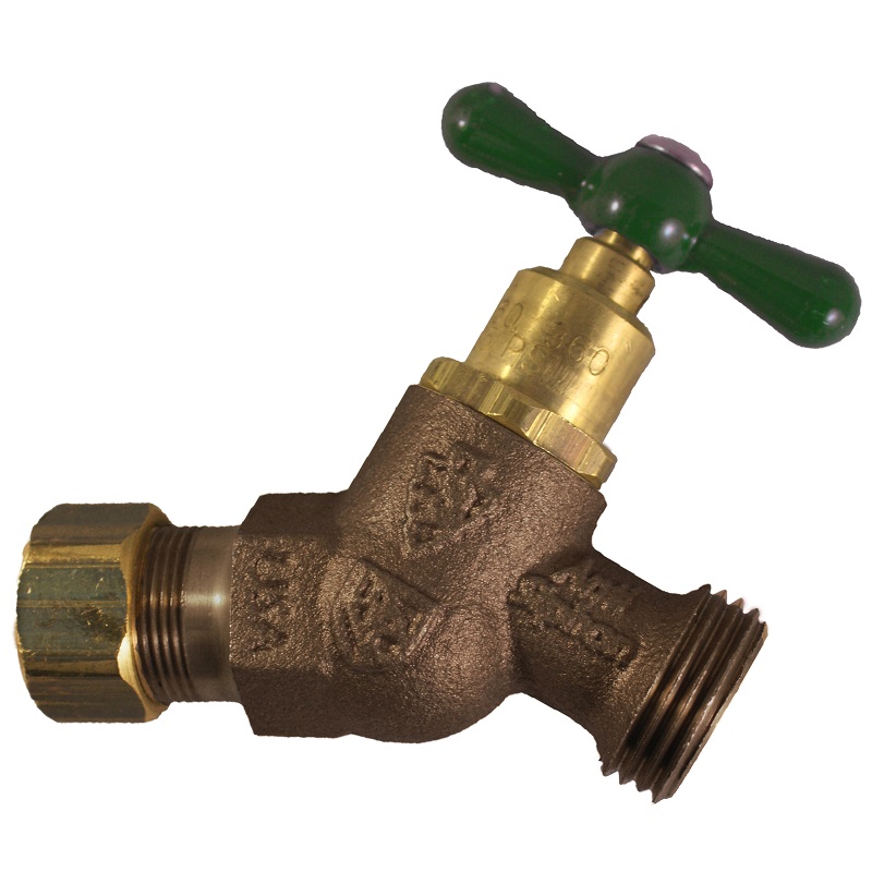 The Arrowhead Brass Arrow-Breaker® 264CCLF no-kink hose bib has a ½” compression connection with built-in anti-siphon vacuum breaker technology.