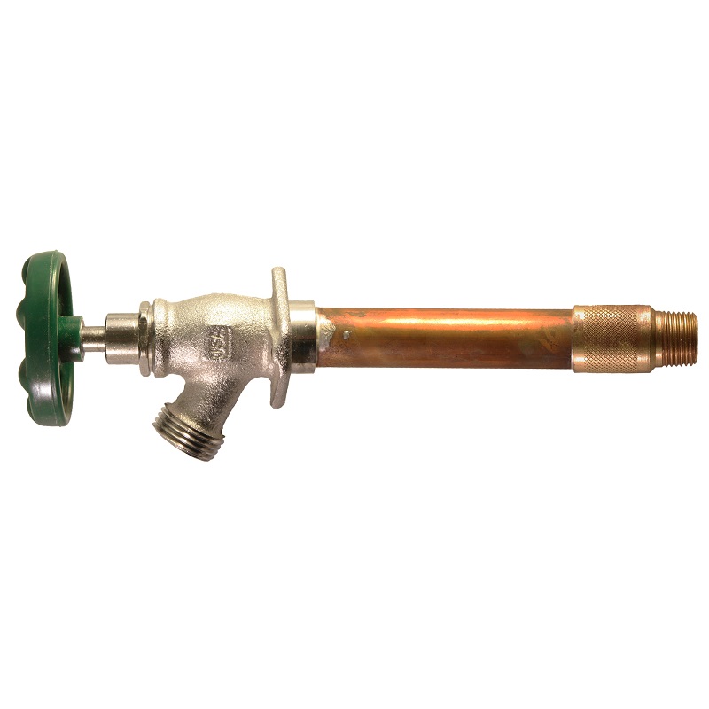 The Arrowhead Brass 456LF series standard frost-proof hydrants have a ½” MIP and ½” copper sweat inlet.