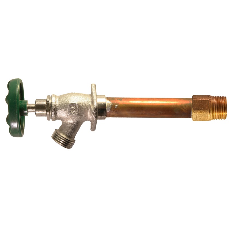 The Arrowhead Brass 458LF series standard frost-proof hydrants have a ¾” MIP and ¾” copper sweat inlet.