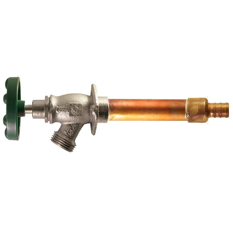 The Arrowhead Brass 467LF Arrow-Breaker® frost-proof hydrants have a ¾” PEX inlet.