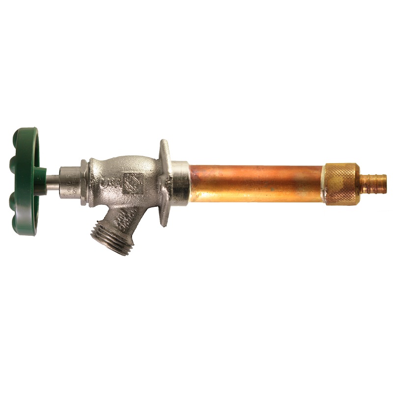 The Arrowhead Brass 469LF series Arrow-Breaker® frost-proof hydrants have a ½” PEX inlet.