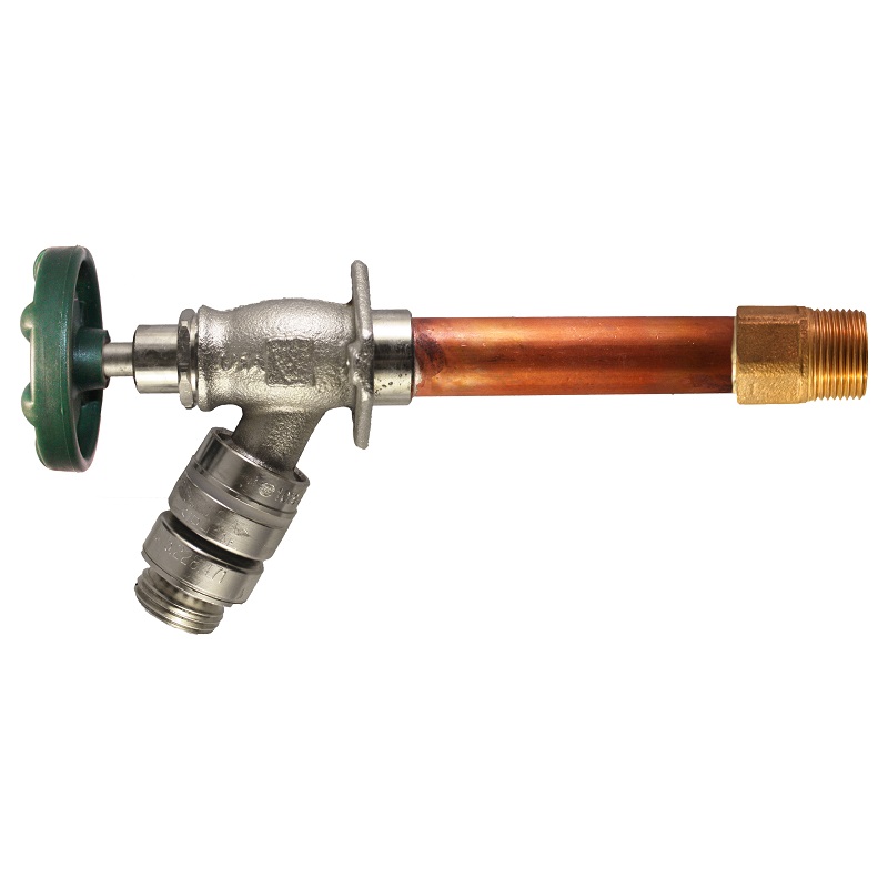 The Arrowhead Brass 488LF series self-draining anti-siphon frost-proof hydrants have a ¾” MIP and ¾” copper sweat inlet.