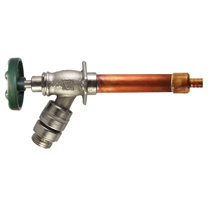 The Arrowhead Brass 489LF series self-draining anti-siphon frost-proof hydrants have a ½” PEX inlet.