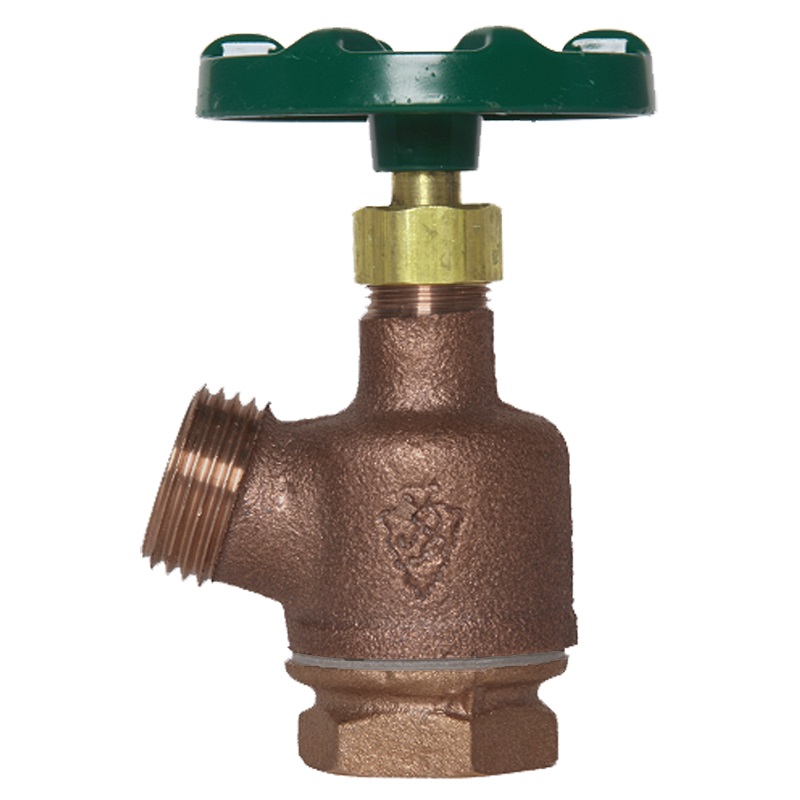 The Arrowhead Brass 980LF garden valve has a 1” FIP inlet connection and an inverted nose.