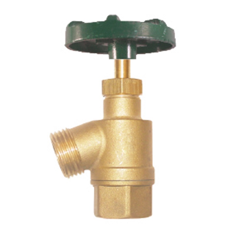 The Arrowhead Brass GV100F garden valve is lead-free. The GV100F has a 1” female iron pipe (FIP) inlet and a bent nose design.