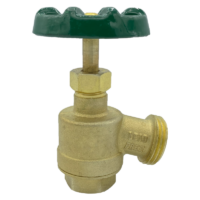The Arrowhead Brass GV50F garden valve is lead-free. The GV50F has a ½” female iron pipe (FIP) inlet and a bent nose design.