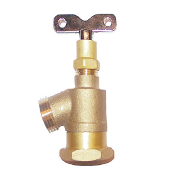 The Arrowhead Brass GV75F-LK garden valve is lead-free. The GV75F-LK has a ¾” female iron pipe (FIP) inlet, bent nose design, and loose key.