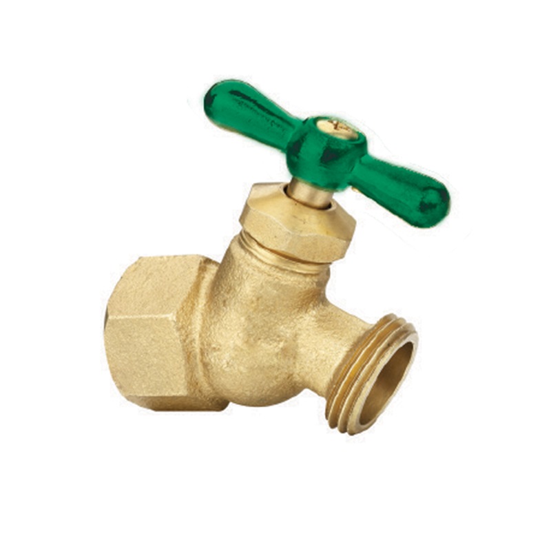 The Arrowhead Brass NK50F no kink hose bib is made from heavy patterned lead-free brass and has a ½” female iron pipe (FIP) inlet.