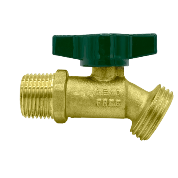 The Arrowhead Brass NK50M-QT no kink hose bib is made from heavy patterned lead-free brass and has a ½” male iron pipe (MIP) inlet.