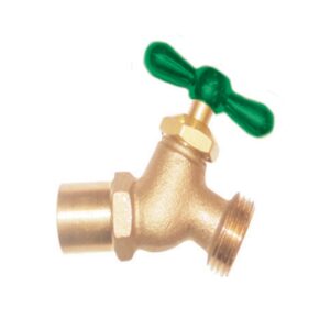 The Arrowhead Brass NK50S no kink hose bib is made from heavy patterned lead-free brass and has a ½” sweat inlet.