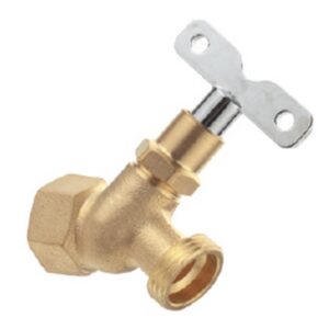 The Arrowhead Brass NK75F-LK no kink hose bib is made from heavy patterned lead-free brass and has a ¾” female iron pipe (FIP) inlet.