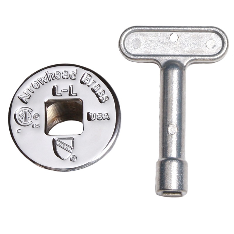 Arrowhead Brass PK1320 replacement log lighter key and chrome flange for Arrowhead Brass 258 and 259 log lighter kits.