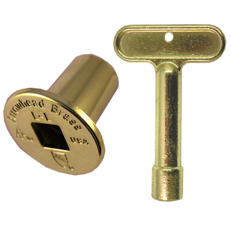 Arrowhead Brass PK1330 polished brass replacement log lighter key and flange for Arrowhead Brass 258 and 259 log lighter kits.