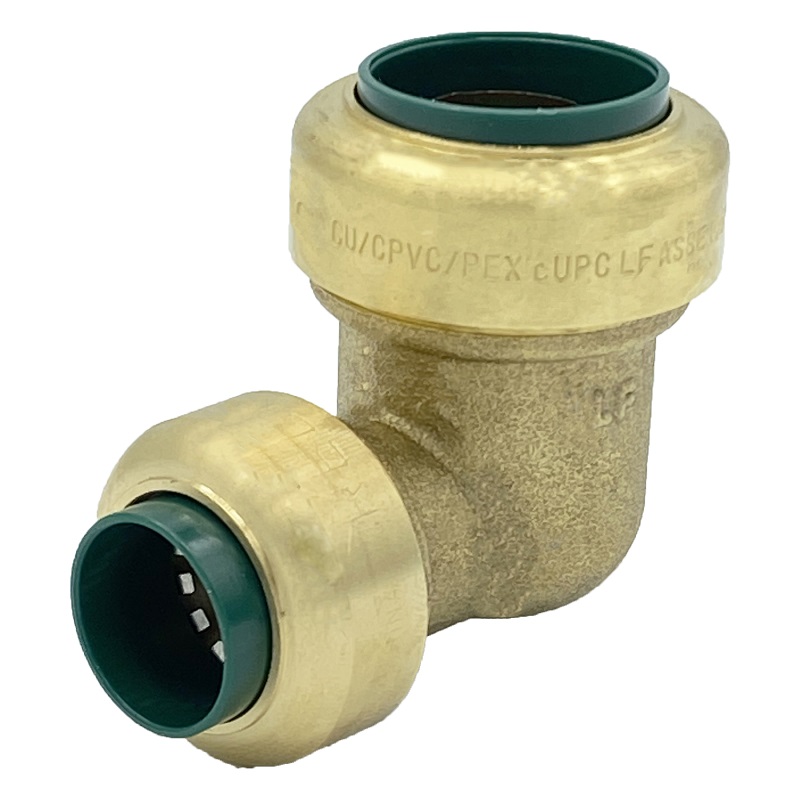The Arrowhead Brass RGE75-R push-fit elbow adapters are lead-free and allow for ease of installation on copper, CPVC, and PEX within seconds. The RGE75-R is ¾” x ½” reducing. 