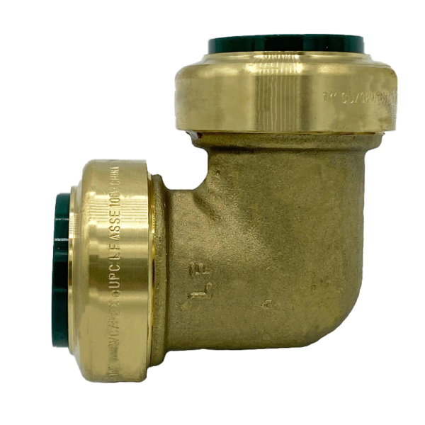 Arrowhead Brass RGE75 push-fit elbow adapters are lead-free and allow for ease of installation on copper, CPVC, and PEX within seconds. The RGE75 is ¾” x ¾”.