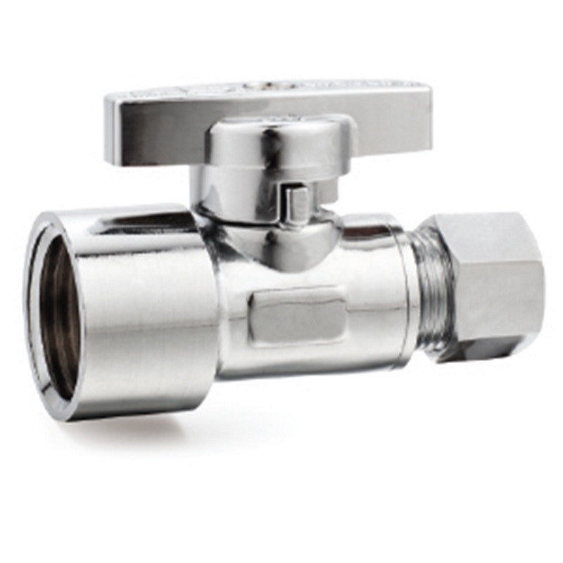 The Arrowhead Brass SS50F37C straight stop valves are lead-free and have a polished chrome finish.