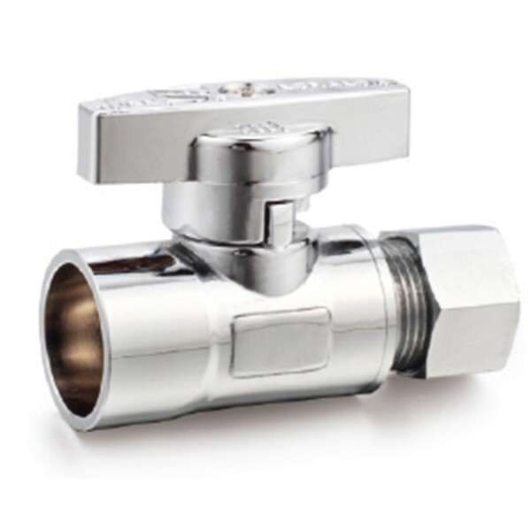 The Arrowhead Brass SS50S37C straight stop valves are lead-free and have a polished chrome finish.