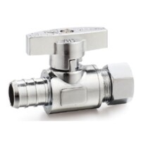 The Arrowhead Brass SS50X25C straight stop valves are lead-free and have a polished chrome finish.