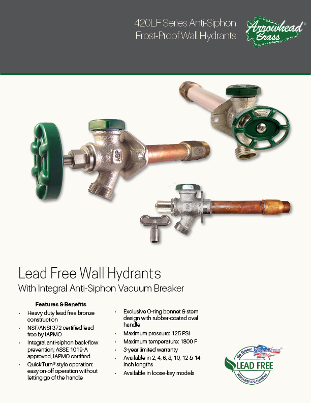 Arrowhead Brass 420 Series Frost-Proof Wall Hydrants