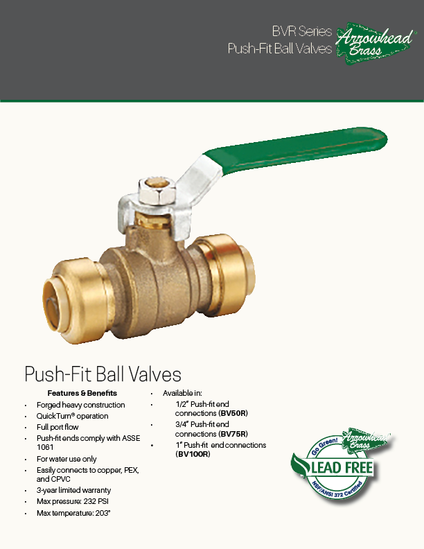 BVR Push-Fit Ball Valves Spec Sheet